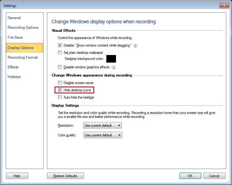 766x612 Hide Desktop Icons While Recording Screen