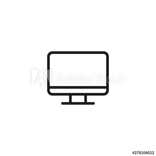 500x500 Pc Icon In Line Design Computer Monitor Symbol Display, Desktop