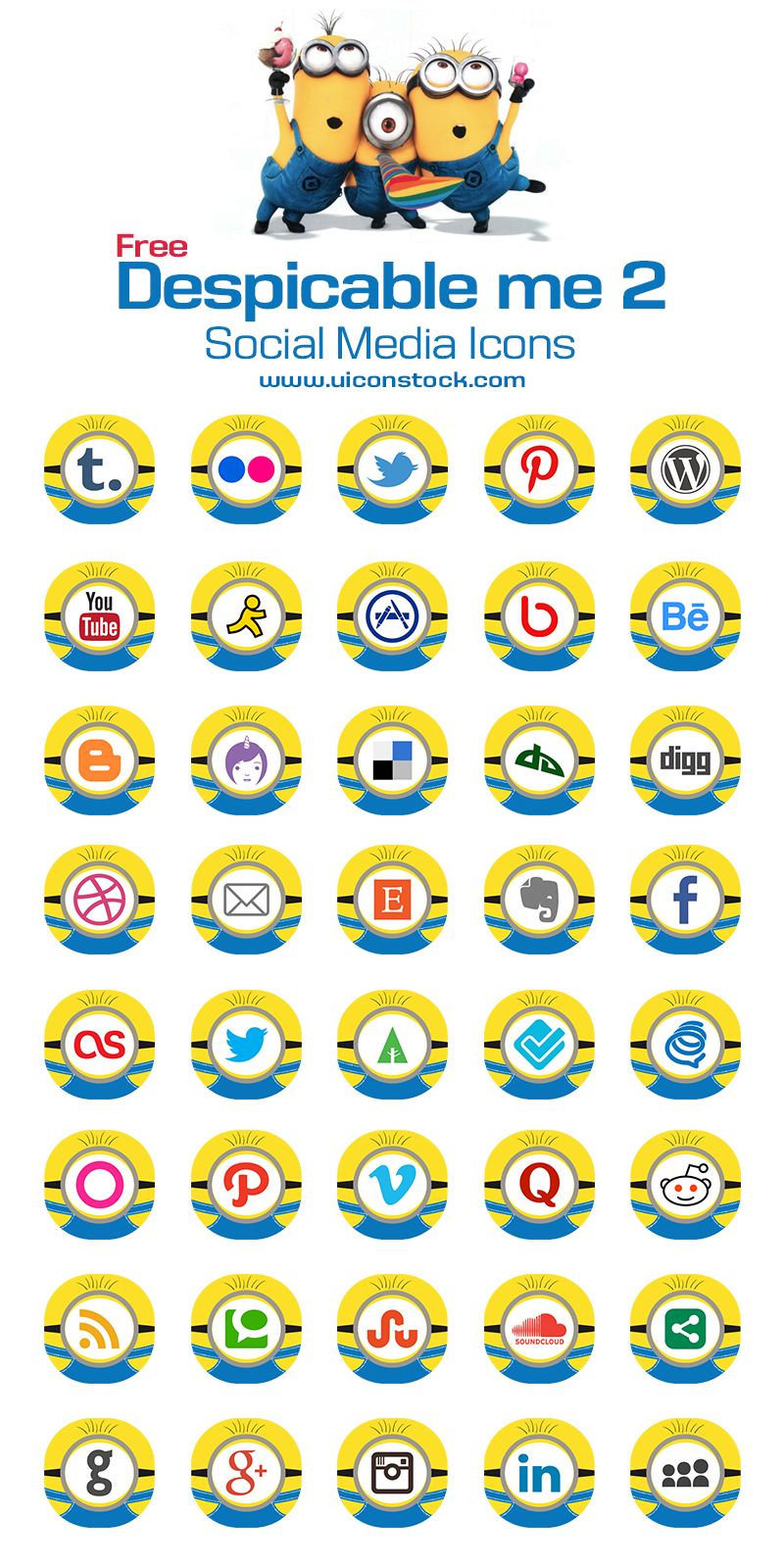 800x1600 Download Free Minions Icons Social