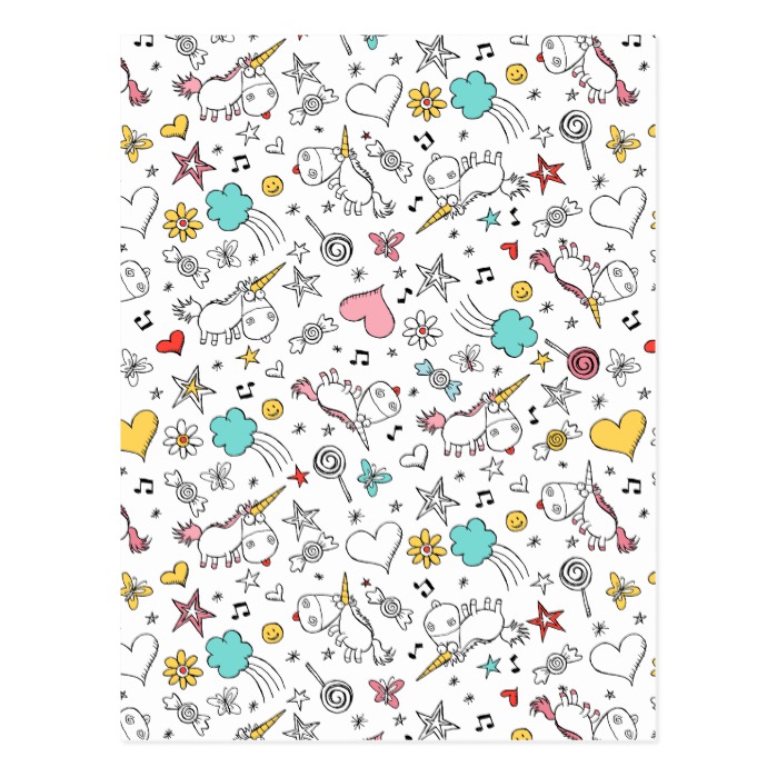 699x699 Despicable Me Unicorn And Icon Pattern Postcard