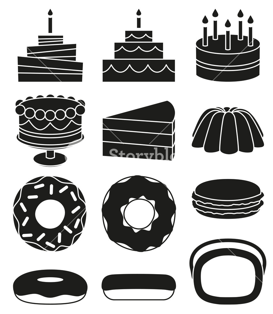 Black And White Dessert Icon Silhouette Set Royalty Free Stock 869x1000 Black And White Dessert Icon Silhouette Set Royalty Free Stock