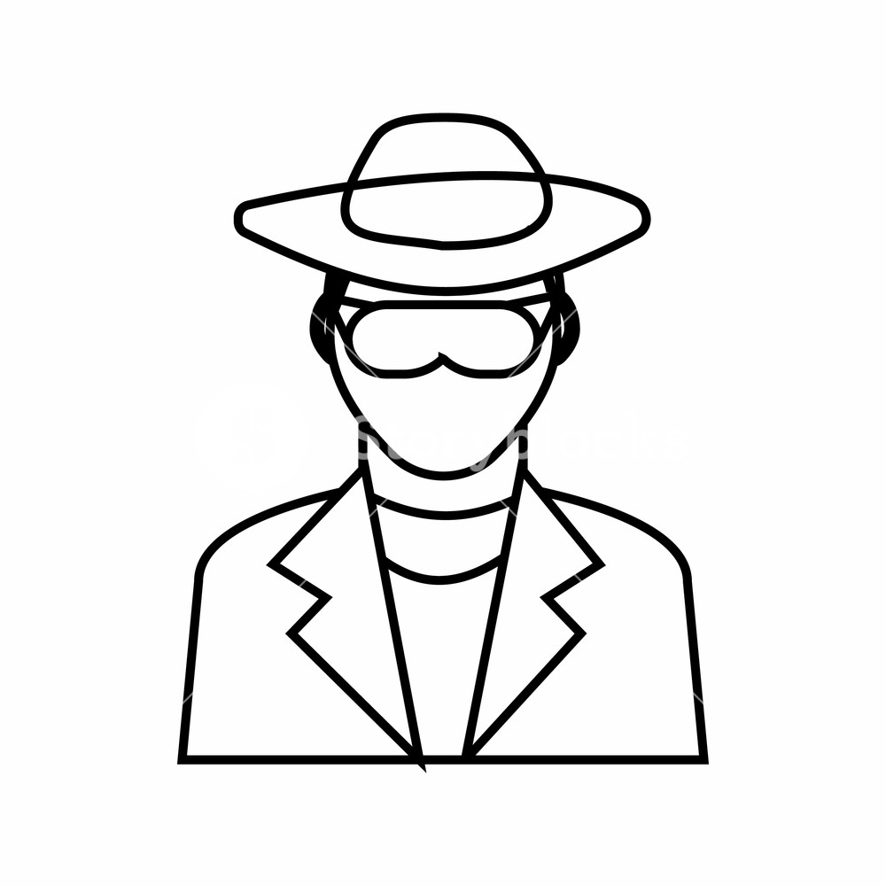1000x1000 Detective Icon In Outline Style Isolated On White Background