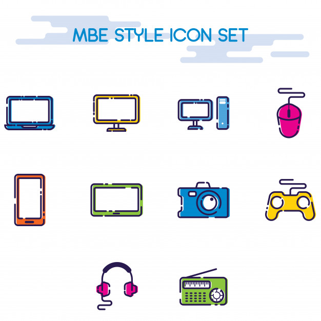 626x626 Mbe Style Electronic Device Icon Set Colections Vector Premium