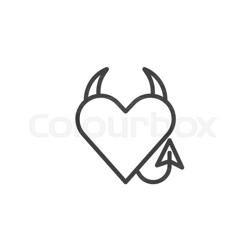 800x800 Devil Heart Line Icon, Outline Vector Stock Vector Colourbox