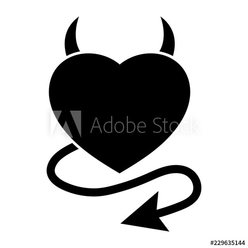 500x500 Simple Devil Heart Icon Heart With Horns And A Tail Black