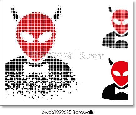 435x370 Damaged Dotted Halftone Devil Icon, Art Print Barewalls Posters