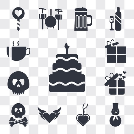 450x450 Set Of Simple Editable Icons Such As Five Birthday Cake, Happy