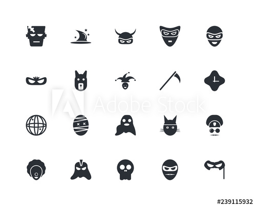500x405 Set Of Icons Such As Mask, Skull, Medieval, Clown, Scythe