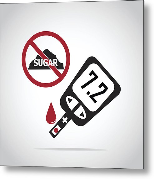 493x572 Diabetes Icon, Blood Drop To Glucose Test Metal Print
