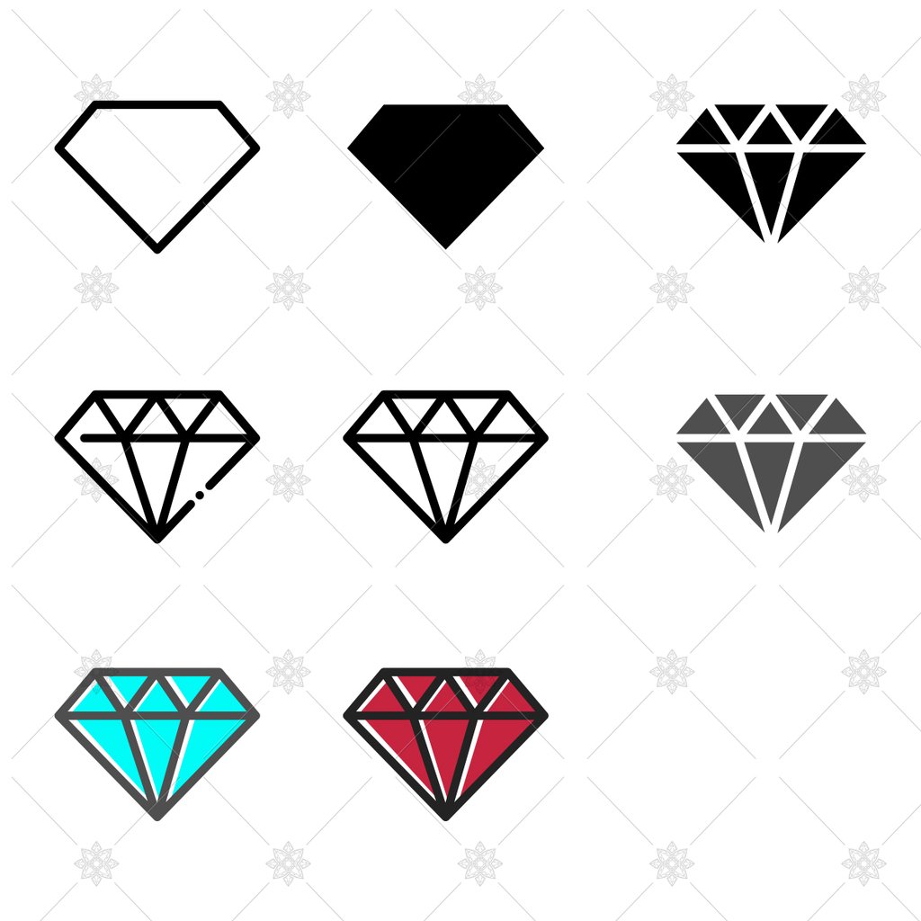 1024x1024 Diamond Icons Vector Illustration