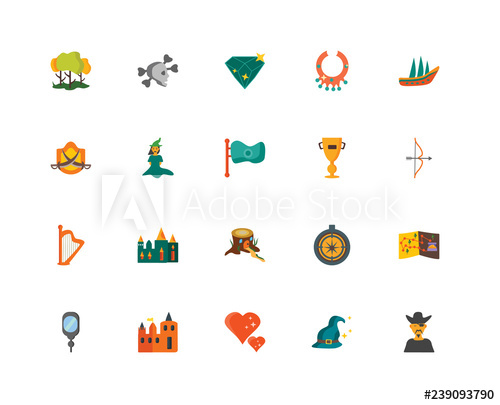 500x405 Set Of Icons Such As Pirate, Wizard, Heart, Castle, Hand Mirror
