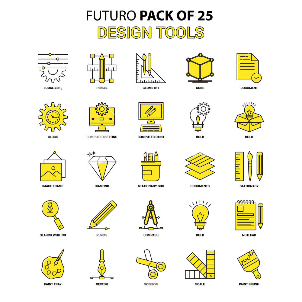 1000x1000 Design Tools Icon Set Yellow Futuro Latest Design Icon Pack