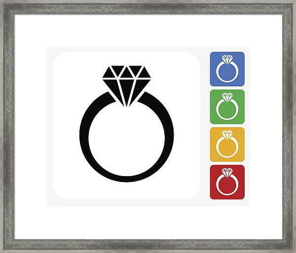 600x513 Diamond Ring Icon Flat Graphic Design Framed Print