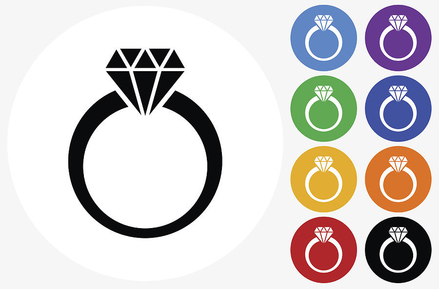 900x593 Diamond Ring Icon On Flat Color Circle Buttons