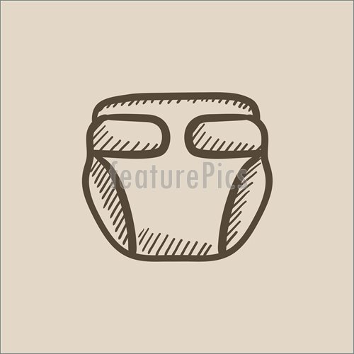 500x500 Baby Diaper Sketch Icon Stock Illustration