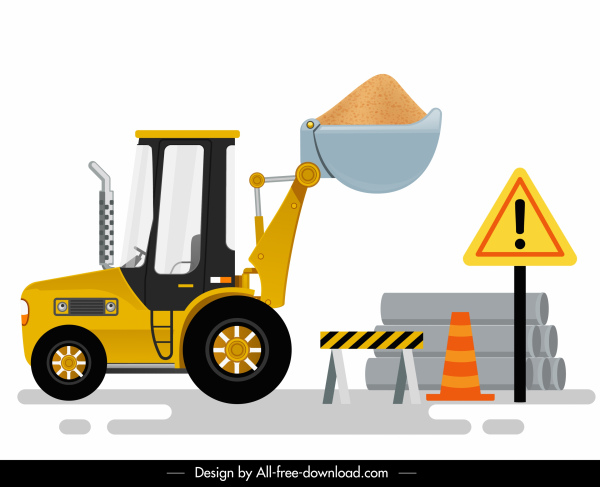 600x487 Construction Digger Icon Colored Modern Design Free Vector
