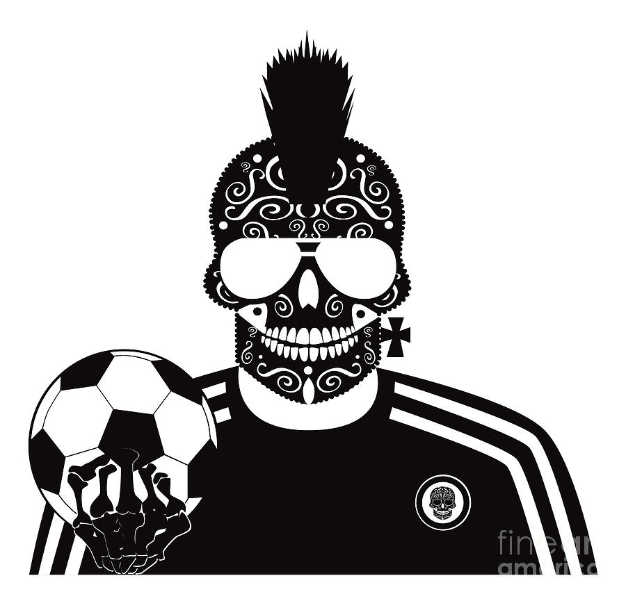 900x865 Soccer Skull Icon Background With Sunglasses And Ball Digital Art