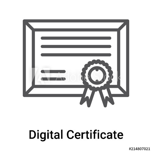 500x500 Digital Certificate Icon Vector Sign And Symbol Isolated On White