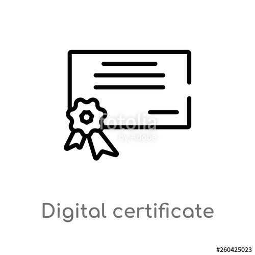 500x500 Outline Digital Certificate Vector Icon Isolated Black Simple