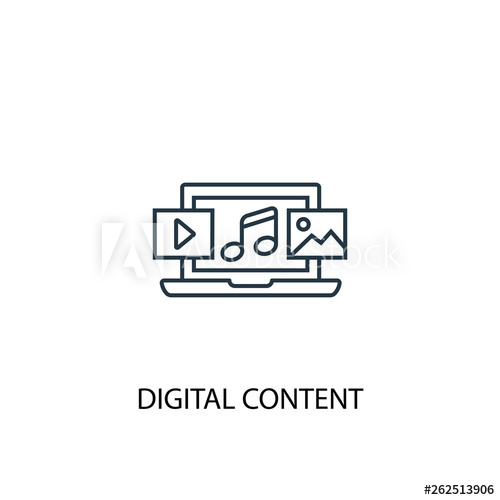 500x500 Digital Content Concept Line Icon Simple Element Illustration