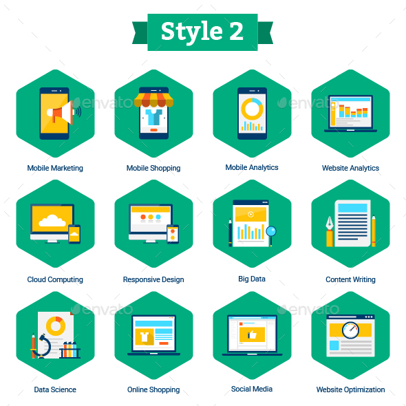 590x590 Flat Digital Marketing Icons