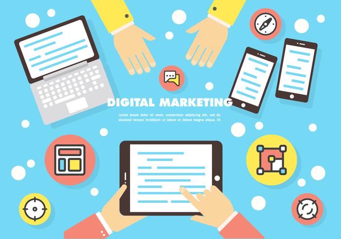 700x490 Free Flat Digital Marketing Icon Collection Vector Background