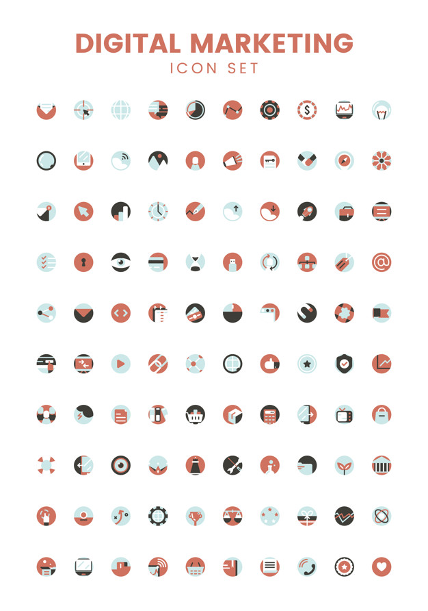 626x892 Vector Set Of Digital Marketing Icons Vector Free Download