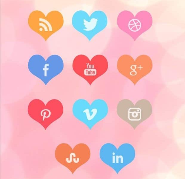 620x600 Beautiful Free Heart Social Media Icon Set Best Web Design