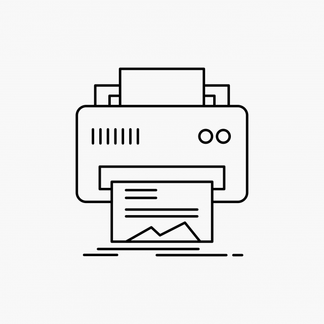 640x640 Digital Printer Printing Hardware Paper Line Icon Vector Is
