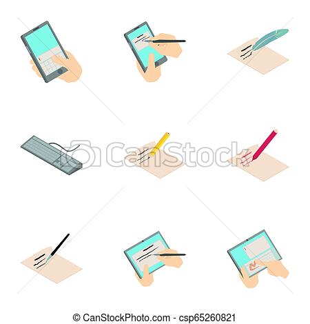 450x470 Digital Signature Icons Set, Cartoon Style Digital Signature