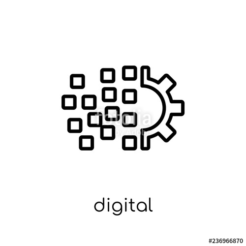 500x500 Digital Transformation Icon Trendy Modern Flat Linear Vector