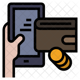 256x256 Digital Wallet Icon Of Colored Outline Style