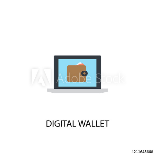 500x500 Digital Wallet Concept Flat Icon Simple Element Illustration