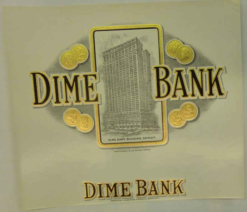 794x680 Dime Bank Cigars Label Lithograph C Detroit Icon Etsy