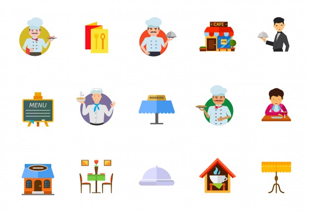 626x430 Dining In Restaurant Icon Set Vector Free Download