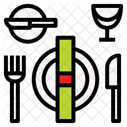 256x256 Dinner Plate Icon Of Colored Outline Style