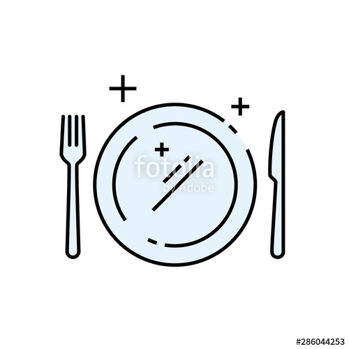 500x500 Dinner Plate Line Icon Cutlery And Crockery Symbol Eating