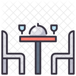 256x256 Dinner Table Icon Of Colored Outline Style