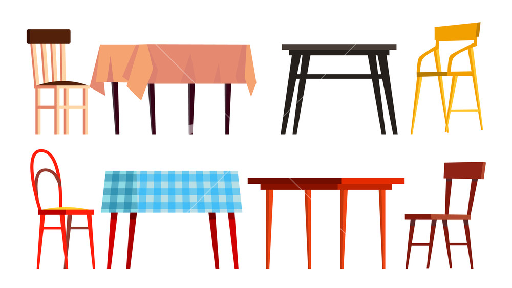 1000x563 Home Table Chair Icon Set Vector Wooden Dinner Furniture