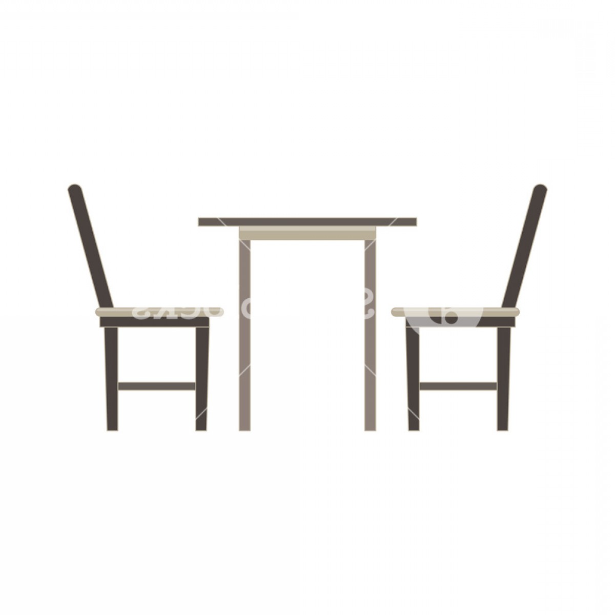 1200x1200 Vector Table Chair Two Flat Icon Isolated Restaurant Furniture