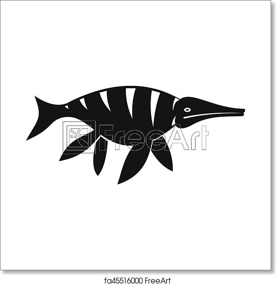 561x581 Free Art Print Of Aquatic Dinosaur Icon, Simple Style Aquatic