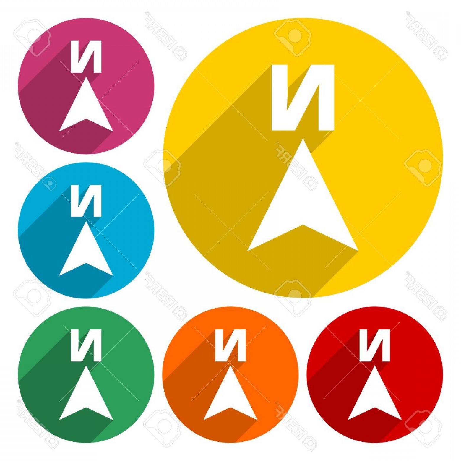 1560x1560 Photostock Vector Flat Direction Arrow Icon Set North Direction