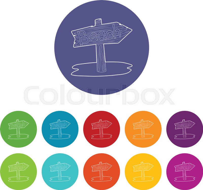 800x749 Beach Wooden Direction Sign Icon Stock Vector Colourbox