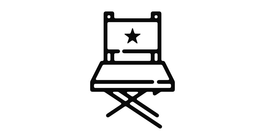 910x480 Director Chair Line Icon Motion Stock Footage Video