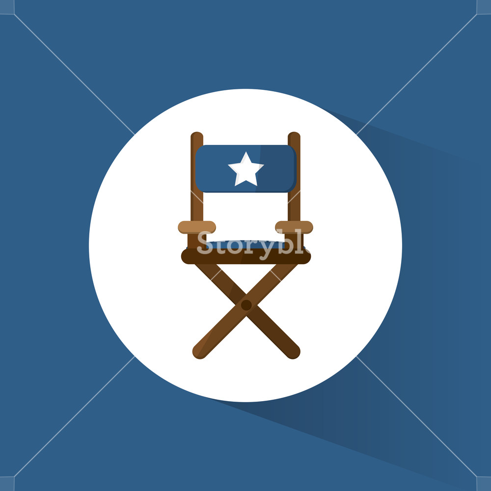 1000x1000 Director Chair Film Movie Icon Vector Illustration Royalty