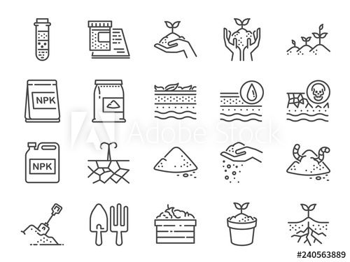 500x375 Soil Line Icon Set Included The Icons As Earth, Compost, Land