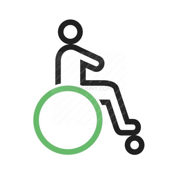 600x600 Disabled Person Line Green Black Icon