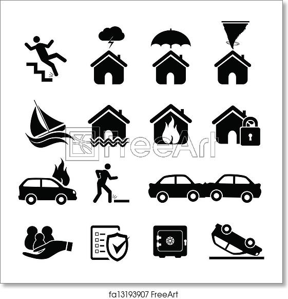 561x581 Free Art Print Of Insurance And Disaster Icons Insurance