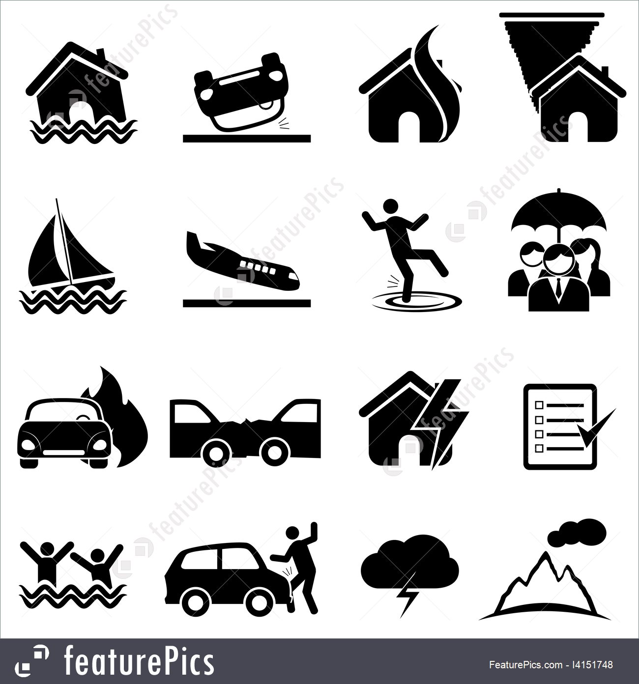 1300x1392 Insurance And Disaster Icon Set Illustration