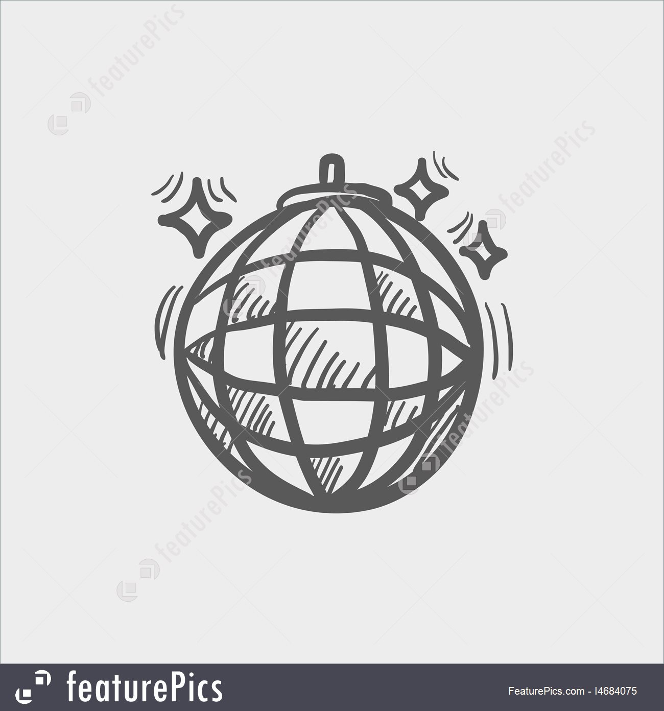 1300x1392 Disco Ball Sketch Icon Stock Illustration